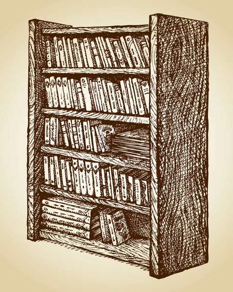 Livraria com vários livros. Desenho vetorial —  Vetores de Stock