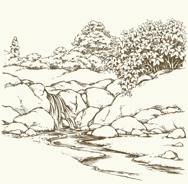 Un ruisseau. Dessin vectoriel — Image vectorielle