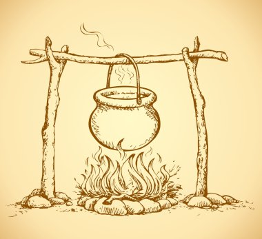 Pot yanıyor. Vektör çizim