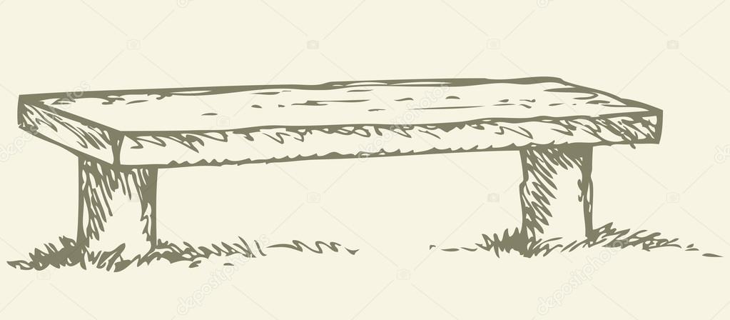 Old wooden bench. Vector drawing