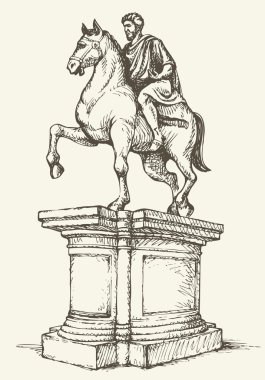 Marcus Aurelius'un heykeli. Vektör çizim