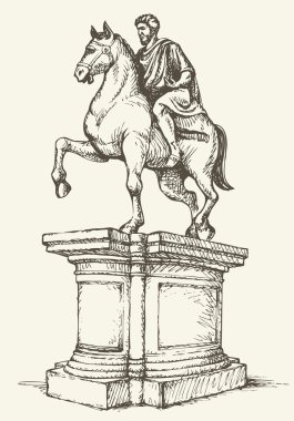 Statue of of Marcus Aurelius. Vector drawing clipart