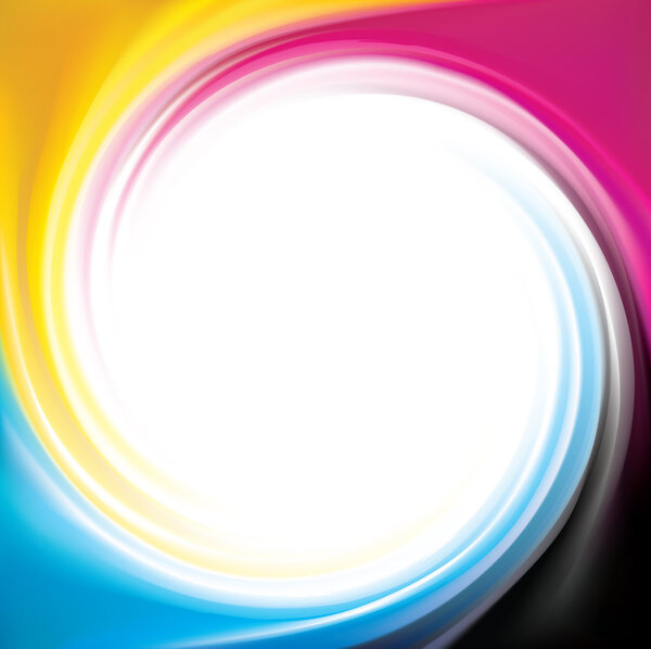 Vector swirl background of primary colors printing process (CMYK