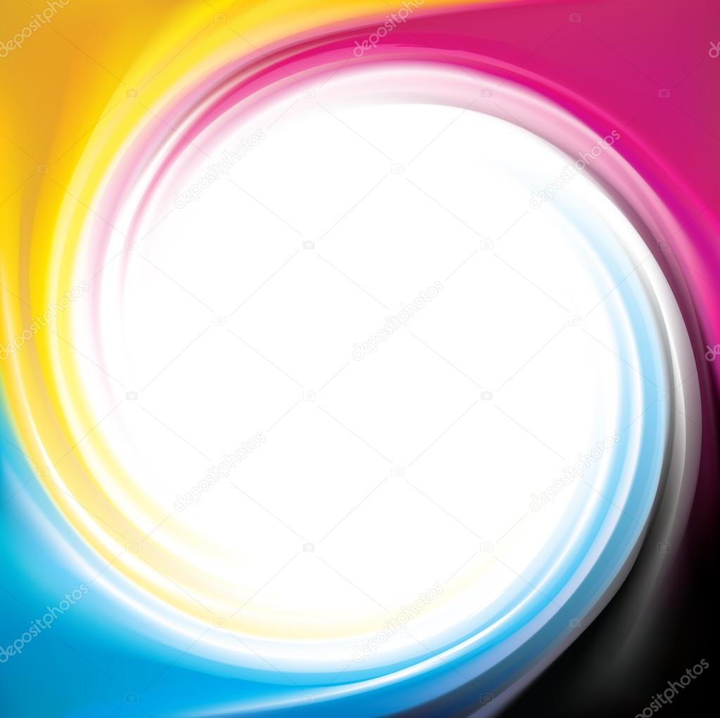 Vector swirl background of primary colors printing process (CMYK