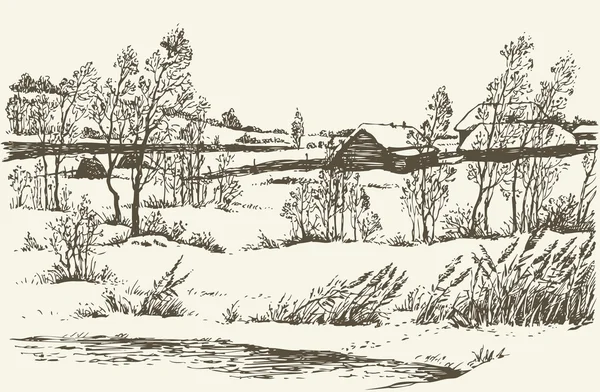 Vector winter landscape — Stock Illustration Vector winter landscape Stock Vector