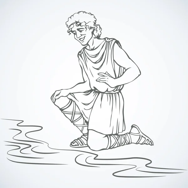 Homem com roupas gregas antigas. Desenho vetorial — Vetor de Stock