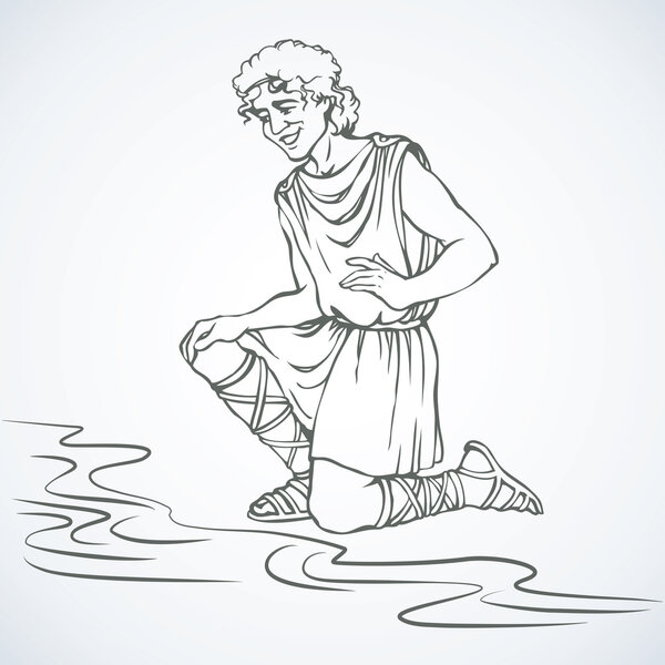 Man in ancient Greek clothes. Vector drawing