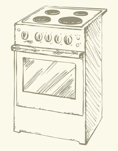 Cuisinière électrique. Dessin vectoriel — Image vectorielle