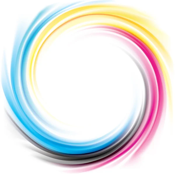 Векторний вихровий фон процесу друку основних кольорів: CMYK — стоковий вектор