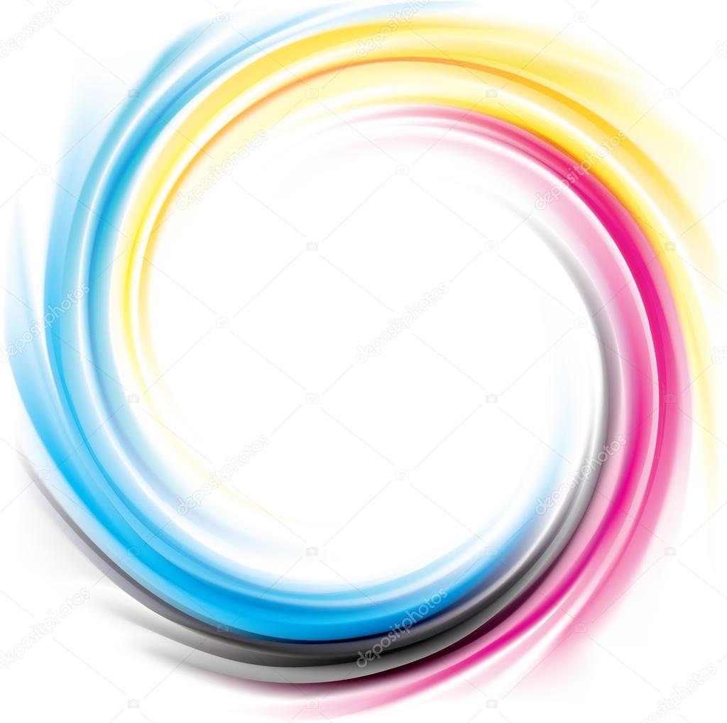 Vector swirl background of primary colors printing process: CMYK