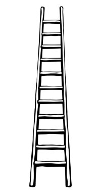 Taslak siyah mürekkep kalem el çizilmiş büyük, uzun, uzun, yenileme işçisi başlat Umut seviyesi çıkış nesnesi set tasarım retro sanat karalama tarzı ulaşır. Dikey ön görünüm basit duvar yazı arkaplanı