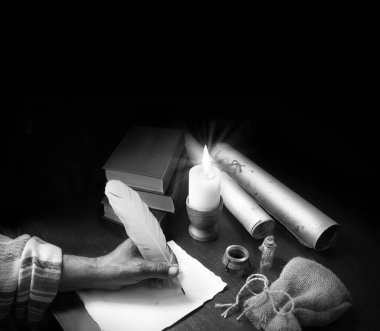 Son zamanlarda İncil 'deki kutsal tanrı hukuku öğretmeni Paul' un posta sayfası boşluğunu kapatın. Kapalı kollu mürekkep. Sanat eseri Peter 'ın günlüğünü çiz. Yahudi kadın kâtip.