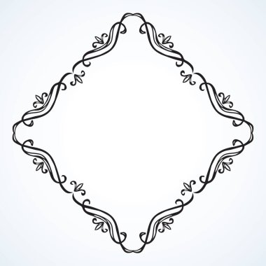 Eski sevimli romantik kitap kurdelesi kıvrımlı fiyonk etiketi beyaz kağıt arka planda izole edilmiş. Freehand siyah mürekkep ana hatlarıyla çizilmiş kıvrımlı köşe çizimi sanatsal kırsal kıvrımlı karalama tarzı.