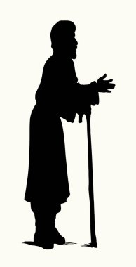 Bilge beyaz Doğu Asyalı Ukraynalı zavallı hasta ruhlu, hasta ruhlu çoban duası, ayağa kalk, dua et, Tanrı 'dan yardım dile. Siyah çizgili sanat retro çağı Asya etnik bornoz bornoz bornoz giysi giysi fakir yürüyüş yolu