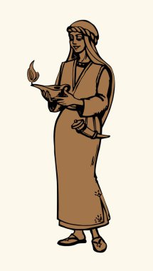 Neşeli, bilge, kutsal Yahudi şal peçeli, gülümseyen, genç köle yüzlü Tanrı 'nın sevgili kulu İsa Mesih' in eskizine bakın. Koyu siyah el 10 Yahudi kırsal çağ beyaz umut hatta parlak bir hikaye çizdi.