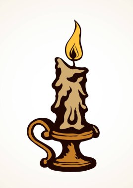 Kağıt üzerinde yazı için büyük erimiş parafin nesnesi. Çizgili koyu mürekkep, katedral parıltılı logo amblemi piktogram pankart tasarımını sanat tarihi karalama biçiminde çizdi. Yakın makro görünüm