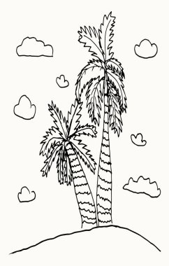 Eski manzaralı deniz okyanusu 2 çimen çalısı ön logosu beyaz arka plan yazı alanı ana hatları siyah mürekkep kalem el çizimi komik eko çiçek sahnesi karalama çizgi roman baskı tarzı