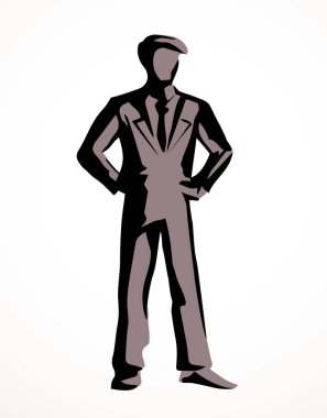 Yetişkin servis elemanı Avatar kol kalçası logo amblemi konsepti. Ana hatları siyah mürekkep kalem eli düz yönetimli bekle ağ ui web tasarımı modern sanat doodle tarzı beyaz kağıt metin alanı