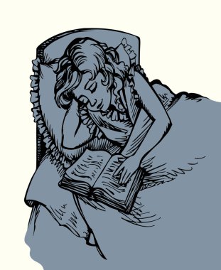 Sevimli rahat rahat rahat rahat rahat rahat rahat rahat gülümse çocuk neşeli oyuncak bebek evde gece uykusu odası kara kalem çizili genç kız umut açık eski inanç bilgelik hikaye resim simgesi