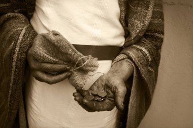 Retro East Israil, fakir, kırsal Yahudi, erkek, çok şanslı, yaşlı, yaşlı, hain parmak, kötü kola şans ver, 30 sadaka, para, pazarlık, İncil 'deki tanrı hikayesi kavramı.