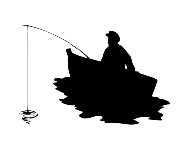 Kırsal sakinlik vahşi dinlenme kokusu beyaz gökyüzü akarsu göleti Bay dalgası manzarası. Yetişkin, yaşlı bir erkek şapkası. Yolculuk, av, yiyecek, yelken, ağ, iş aleti. Çizgi, çizgi, el, retro resim simgesi çizer.