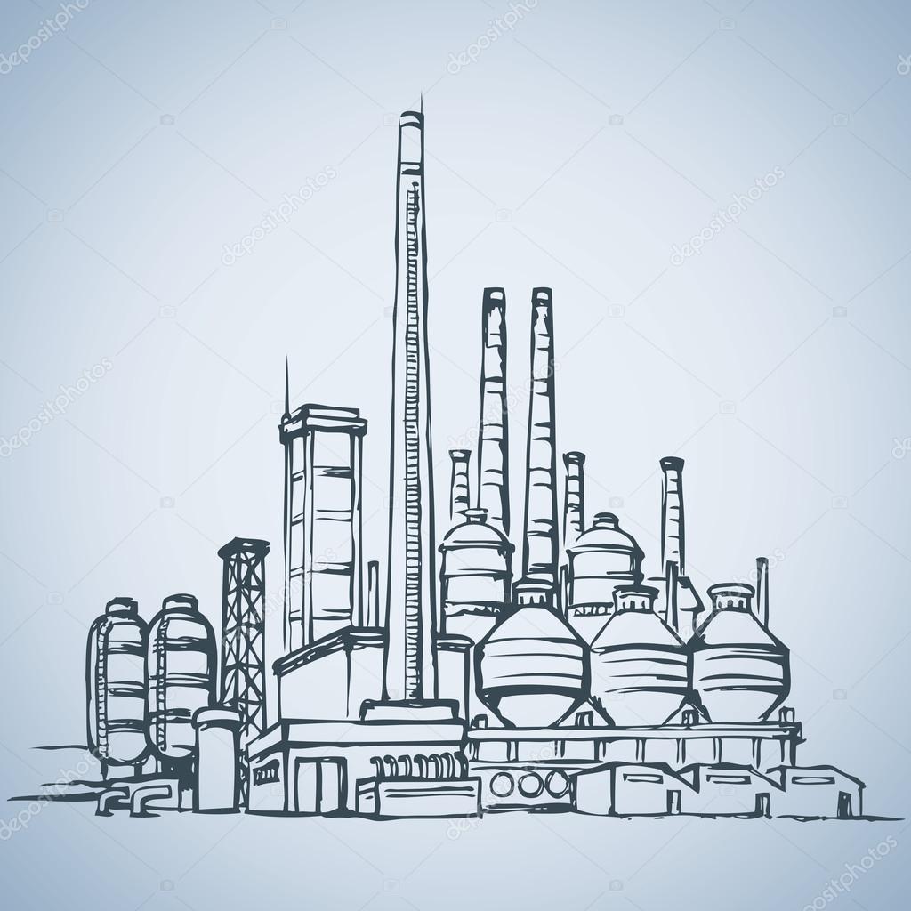 Large factory. Vector drawing