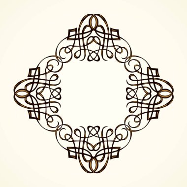 Eski sevimli romantik kitap kurdelesi kıvrımlı fiyonk etiketi beyaz kağıt arka planda izole edilmiş. Freehand siyah mürekkep ana hatlarıyla çizilmiş kıvrımlı köşe çizimi sanatsal kırsal kıvrımlı karalama tarzı.