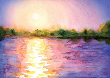 Açık pembe renkli, mor renkli, sessiz, sisli, sisli, puslu, karanlık şafak bulutlu sahne kağıtlı, metin arkaplanı. El çizimi serin, sakin, güneşli bahçe, çimen, bitki yaprağı, kırsal seyahat deresi, sahil manzaralı sanat eserleri.