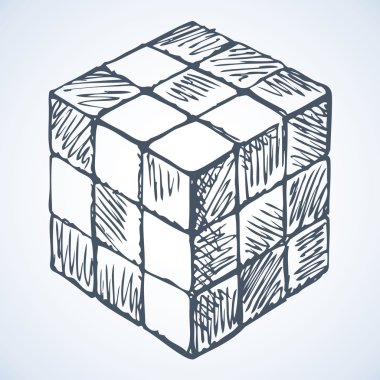 Rubik küpü simgesi. Vektör çizimi