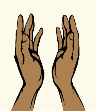 Eski kutsal Tanrı hayat kurtarsın. 2 tane boş palmiye dokunuşu tut. Sevgiyi kutsa. Soyut siyah ana hatları kapatın. İncil 'den karikatür çizimleri. Sanat eseri. Nazik yetişkin vücudu.