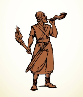 Asyalı Yahudi erkek dua eden kraliyet avcısı Kral David kahraman Tanrı 'ya dua et ki, beyaz gökyüzü kara eli Yahudi olsun. Gideon Orta Doğu Çağı 'nı geçti. Dövüş saldırı sesi. Zafer kazan.