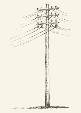 Old wooden power pole clipart