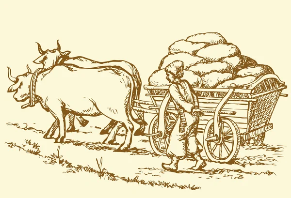 телега с зерном. пшеница мука поля. грузинский петр николаевич жатва. воз хлеба. телега с лошадью.