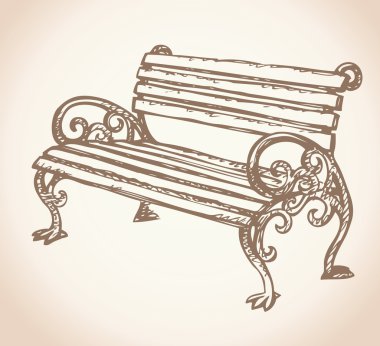 Park bankında. Vektör çizim