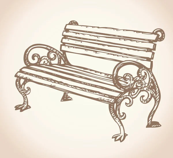 Banc de parc. Dessin vectoriel — Image vectorielle