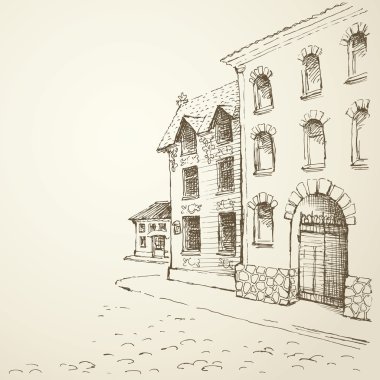 Şehir merkezinde kare. Vektör çizim