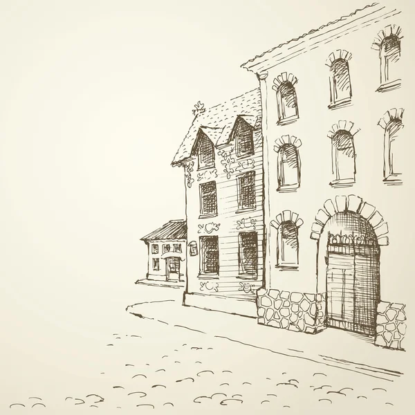 Downtown square. Vector drawing — Stock Illustration Downtown square. Vector drawing Stock Illustration