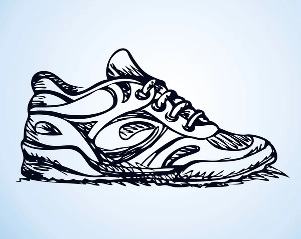 Trendy fancy sneakers. Vector sketch — Stock Vector