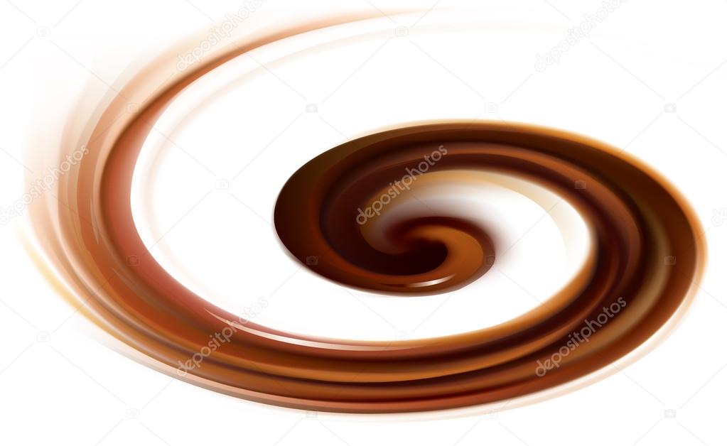 Vector background of swirling creamy chocolate texture 