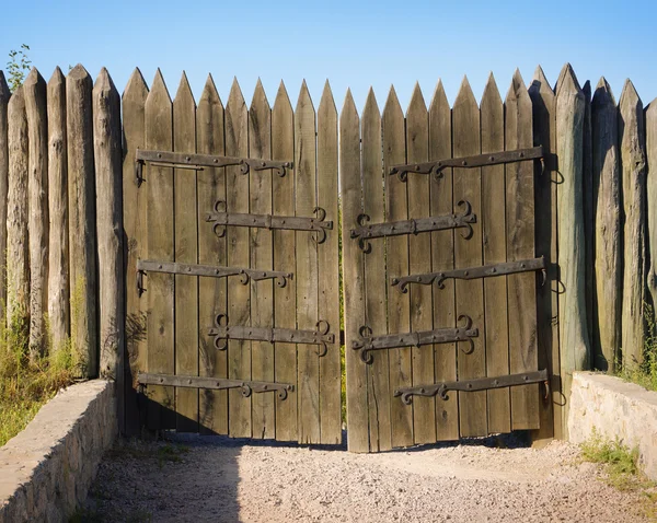 Hortitsa. Vintage wooden gates — Stock Photo, Image