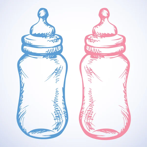 Baby milk bottle. Vector sketch — Stock Vector