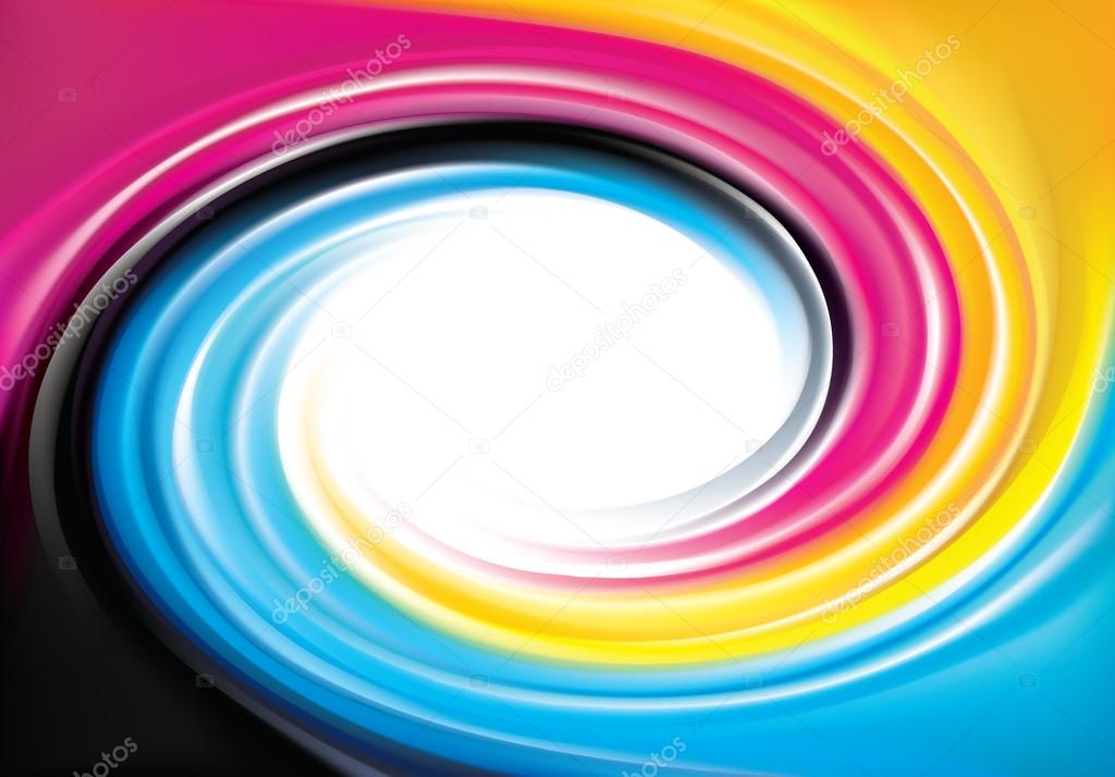 Vector swirl background of primary colors printing process (CMYK)