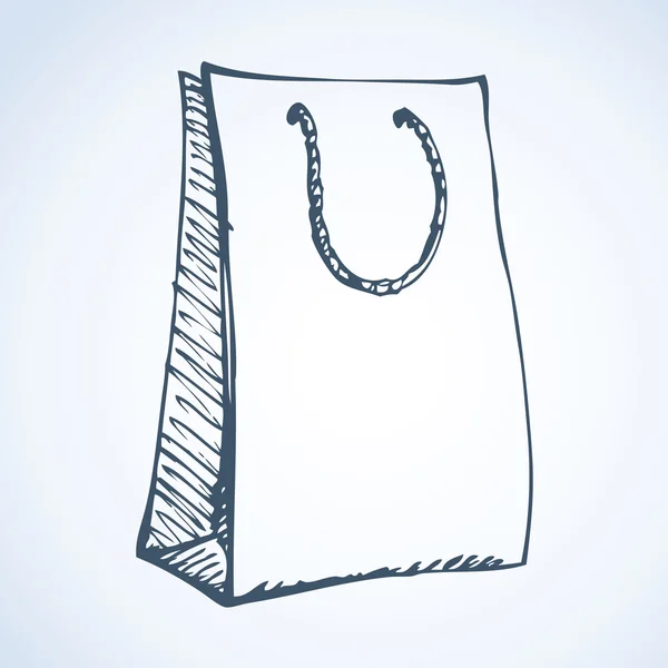 Bolsa de papel con asas. Dibujo vectorial — Vector de stock