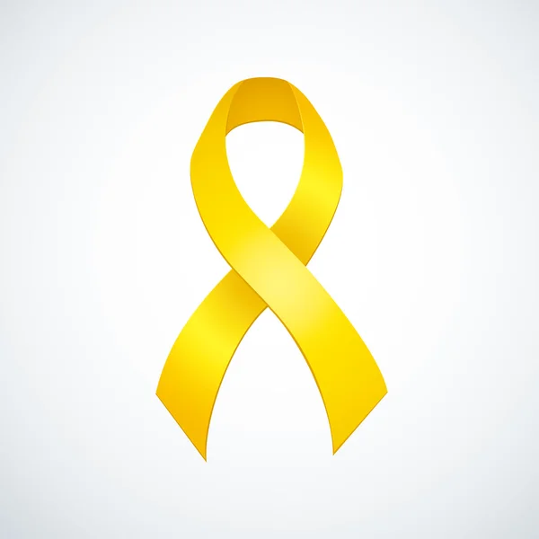 Symbole mondial du sida. Ruban jaune sur fond blanc — Image vectorielle