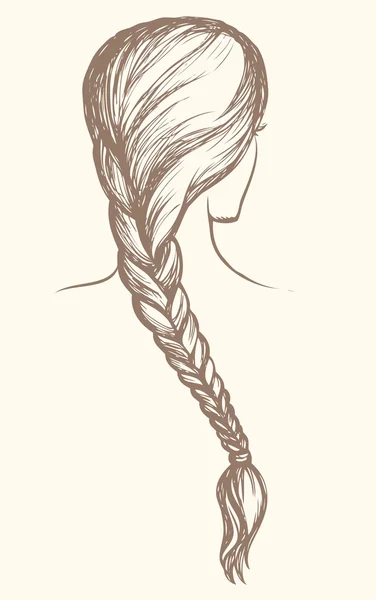 Trenza larga. Dibujo vectorial — Vector de stock