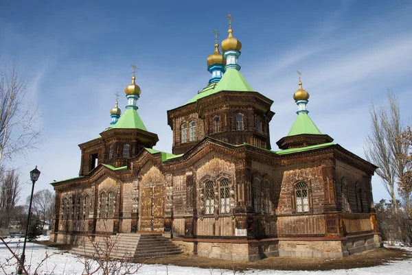Catedral ortodoxa rusa de la Santísima Trinidad en Karakol Fotos de stock libres de derechos