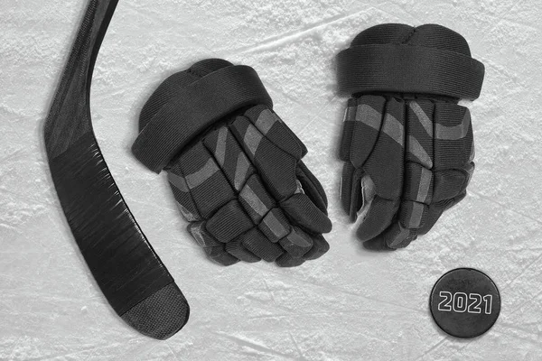 Accessoires Hockey Sur Patinoire Concept Hockey Saison Photos De Stock Libres De Droits