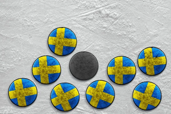 Schwedischer Eishockeypuck — Stockfoto