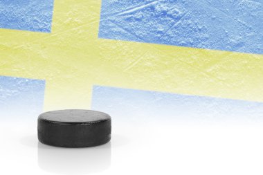 Hokey diski ve İsveç bandıralı 