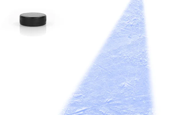 Puck on a hockey rink — Stock Photo, Image